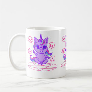 kawaii unicorn pentagram skulls coffee mug
