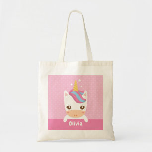 Kawaii Unicorn Pink Kids Personalised Tote