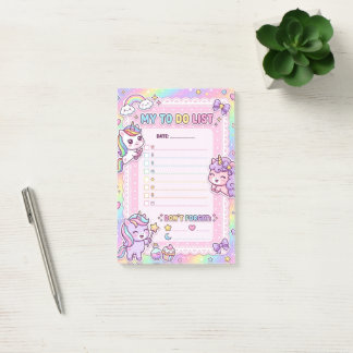 Kawaii Unicorn To-Do List Personalised Sticky Note