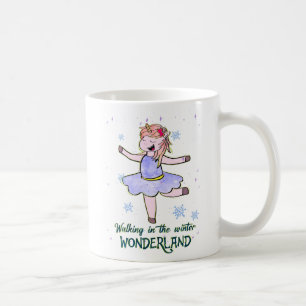 Kawaii Unicorn   Walking during Winter Coffee Mug