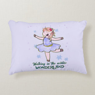 Kawaii Unicorn Walking during Winter Decorative Cushion