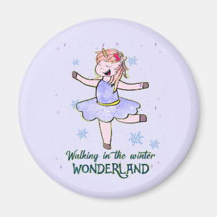 Kawaii Unicorn Walking during Winter Magnet