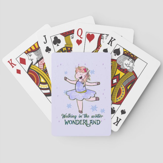 Kawaii Unicorn | Walking during Winter Playing Cards (Back)