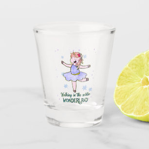 Kawaii Unicorn   Walking during Winter Shot Glass