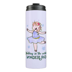 Kawaii Unicorn Walking during Winter Thermal Tumbler