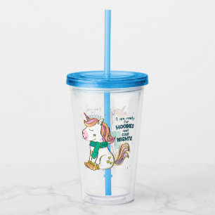 Kawaii Unicorn   Winter and Hoodies Acrylic Tumbler