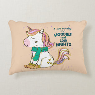 Kawaii Unicorn Winter and Hoodies Decorative Cushion