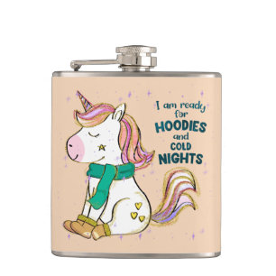 Kawaii Unicorn   Winter and Hoodies Hip Flask