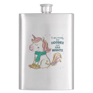 Kawaii Unicorn Winter and Hoodies Hip Flask