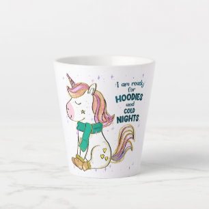 Kawaii Unicorn Winter and Hoodies Latte Mug
