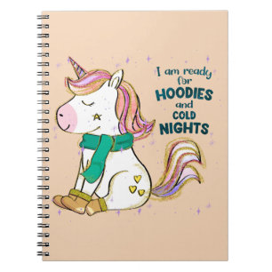 Kawaii Unicorn Winter and Hoodies Notebook