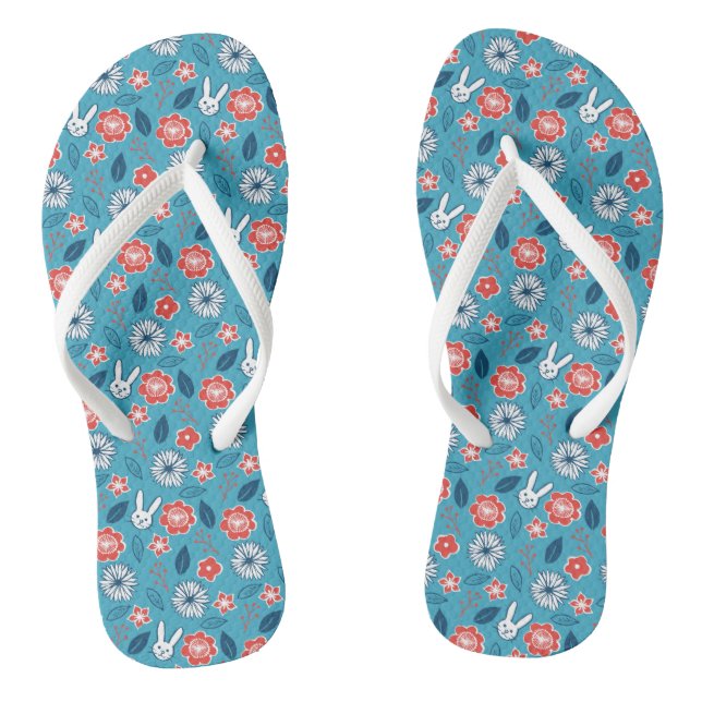 Kawaii Usagi Floral Pattern Thongs (Footbed)