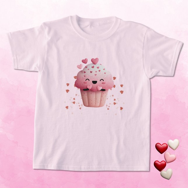 Kawaii Valentine Cupcake with Hearts T-Shirt (Creator Uploaded)