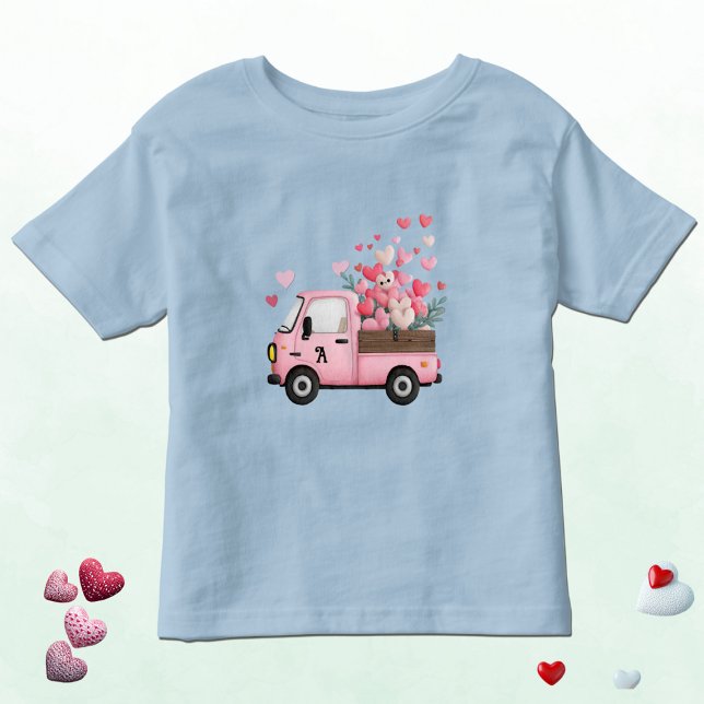 Kawaii Valentine Truck with Monogram Toddler T-Shirt (Creator Uploaded)