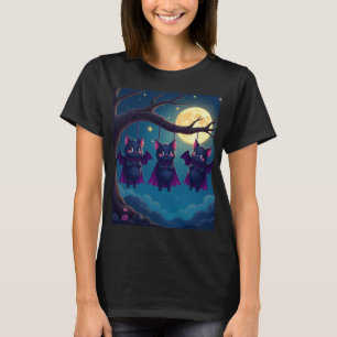 Kawaii Vampire Bats at Night 🌙🦇 T-Shirt