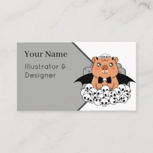 Kawaii Vampire Capybara - Spooky Graveyard Business Card