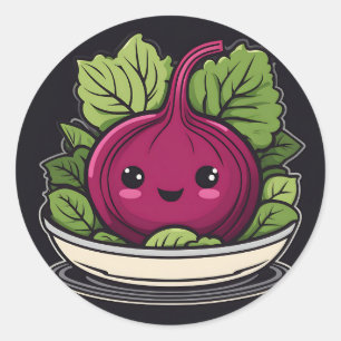 Kawaii Veggie  Salad Beetroot Classic Round Sticker