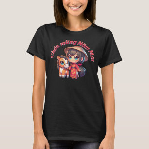 Kawaii Vietnamese New Year Girl & Horse T-Shirt