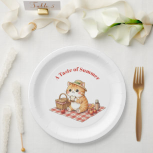 Kawaii Vintage Ginger Cat Picnic Paper Plates