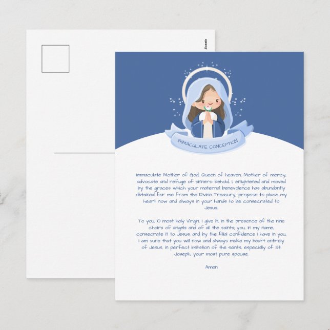 Kawaii Virgin Mary Prayer Holiday Postcard (Front/Back)