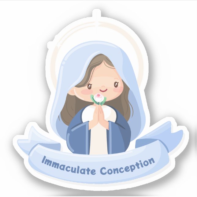 Kawaii Virgin Mary Praying Sticker (Front)
