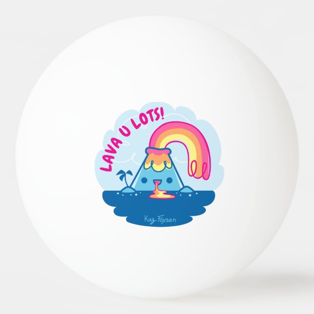 Kawaii Volcano Ping Pong Ball (Front)
