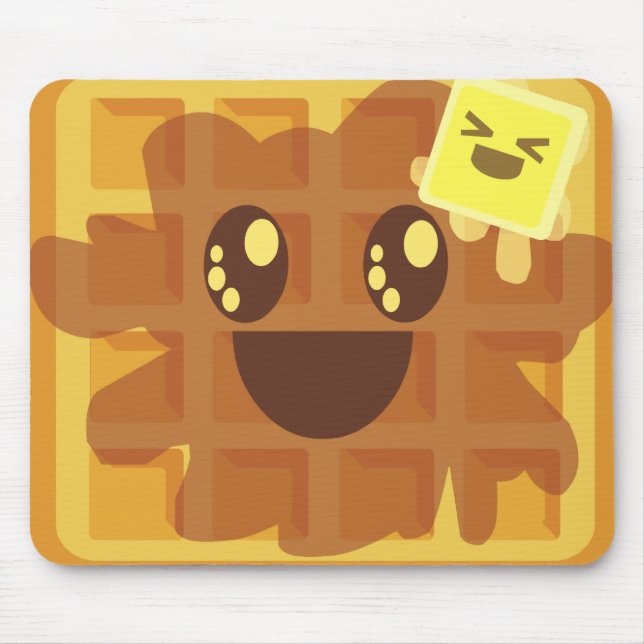kawaii waffle butter & maple syrup breakfast mouse pad (Front)