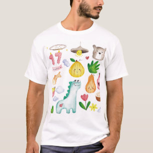 Kawaii watercolor doodles, sticker ready. T-Shirt