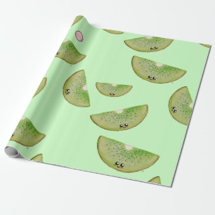 Kawaii Watercolor Kiwi Wrapping Paper