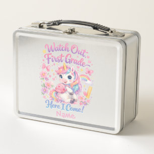 Kawaii Watercolor Unicorn Pastel Back to School Metal Lunch Box