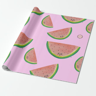 Kawaii Watercolor Watermelon Wrapping Paper