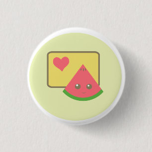 kawaii watermelon button badge