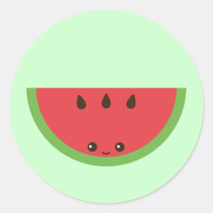 Kawaii Watermelon Classic Round Sticker