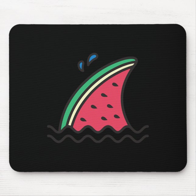 Kawaii Watermelon Shark Fin Funny Family Summer Va Mouse Pad (Front)