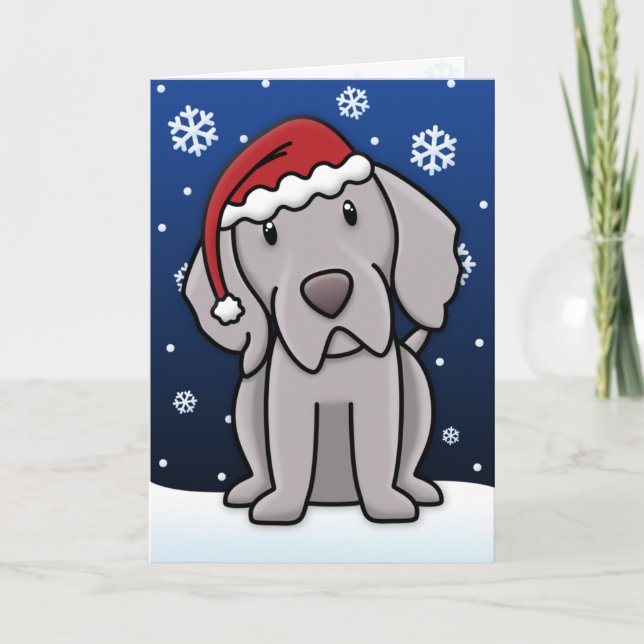 Kawaii Weimaraner Christmas Card (Front)