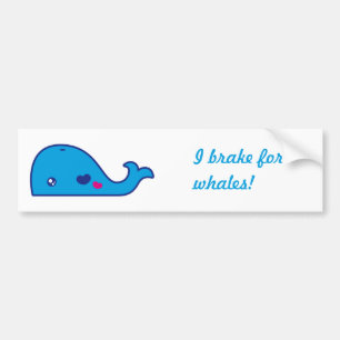 Kawaii whale bumper sticker