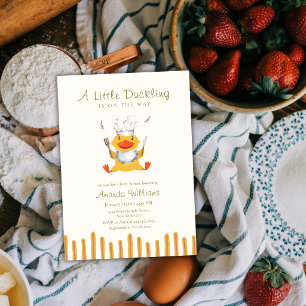 Kawaii Whimsical Little Duckling Chef Baby Shower Invitation