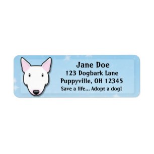Kawaii White Bull Terrier Return Address Label