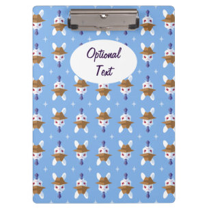 Kawaii White Rabbit Dapper Easter Bunny Pattern Clipboard