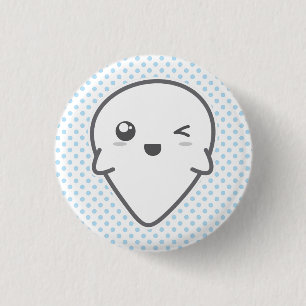 Kawaii Winking Ghost Button