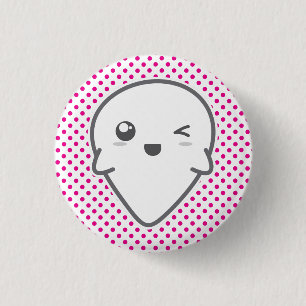 Kawaii Winking Ghost Button