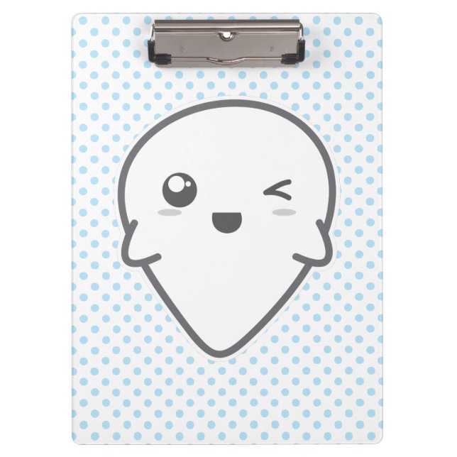 Kawaii Winking Ghost Clip Board (Front)