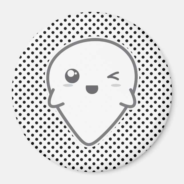 Kawaii Winking Ghost Magnet (Front)