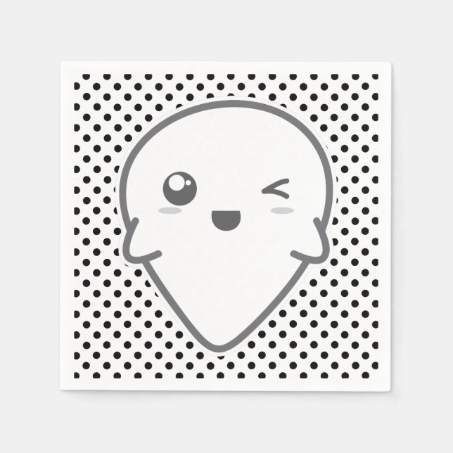 Kawaii Winking Ghost Napkins (Front)