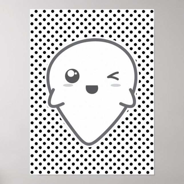 Kawaii Winking Ghost Poster Print (Front)