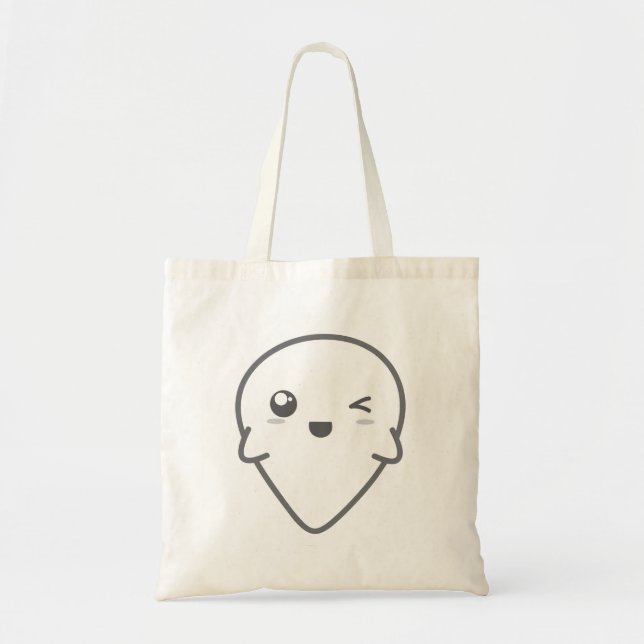 Kawaii Winking Ghost Tote Bag (Front)