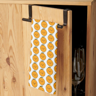 Kawaii Winking Oranges Tea Towel