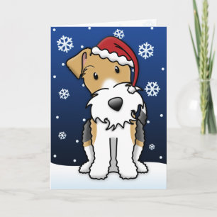 Kawaii Wire Fox Terrier Christmas Card