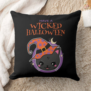 Kawaii Witch Cat Halloween Cushion