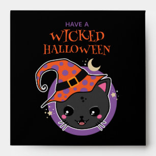 Kawaii Witch Cat Halloween Envelope